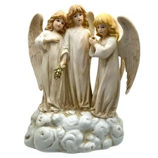 Vintage 1988 Schmid B. Shackman 3 Angel Music Box Figurine Rock of Ages 6 X 7"