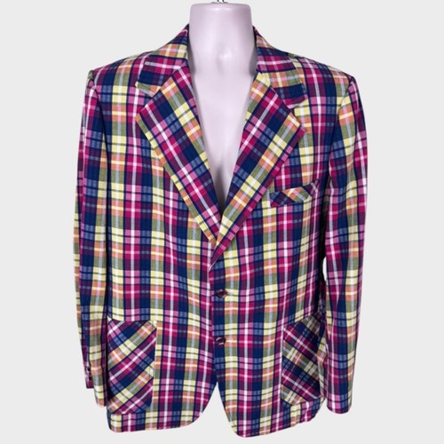 Unbranded Vintage Mens Sport Coat Blazer Plaid 46XL 3 Button