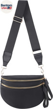 Nylon Crossbody Bags Bum Bag for Women Large Sling Bag Purse with Adjustable Str
