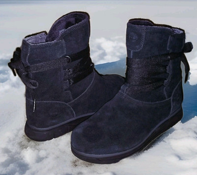  Timberland Leighland 8 W Black Waterproof Suede Leather Insulated Pull-On Boot