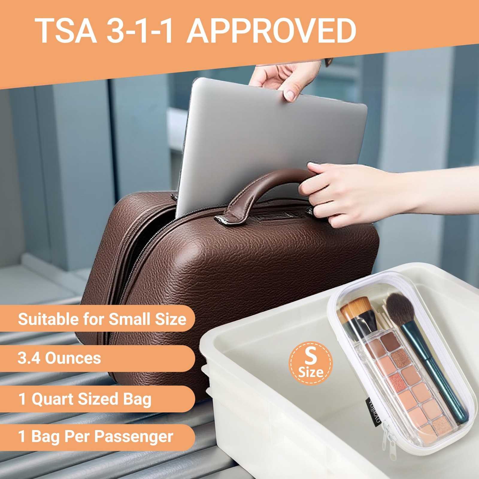 6 Pack Clear Hard Shell Zipper Case (2 Small, 2 Medium, 2 Large), See-Through...