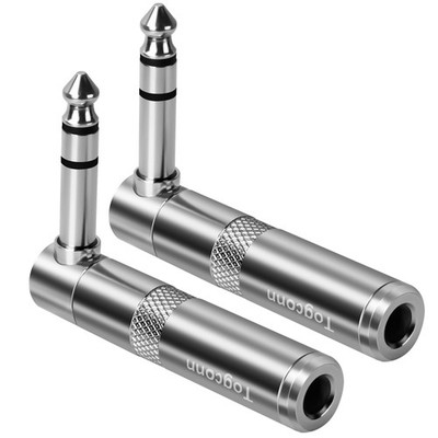Audio Extension Adapter 90 Degree Right Angle 1/4 inch TRS Stereo Male to