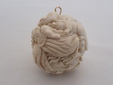 Old Japanese Carved Very Heavy Figural Pendant NZ-17