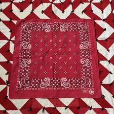 Vintage Red Faded Bandana As Is Worn 90s Workwear Flaws Hanky