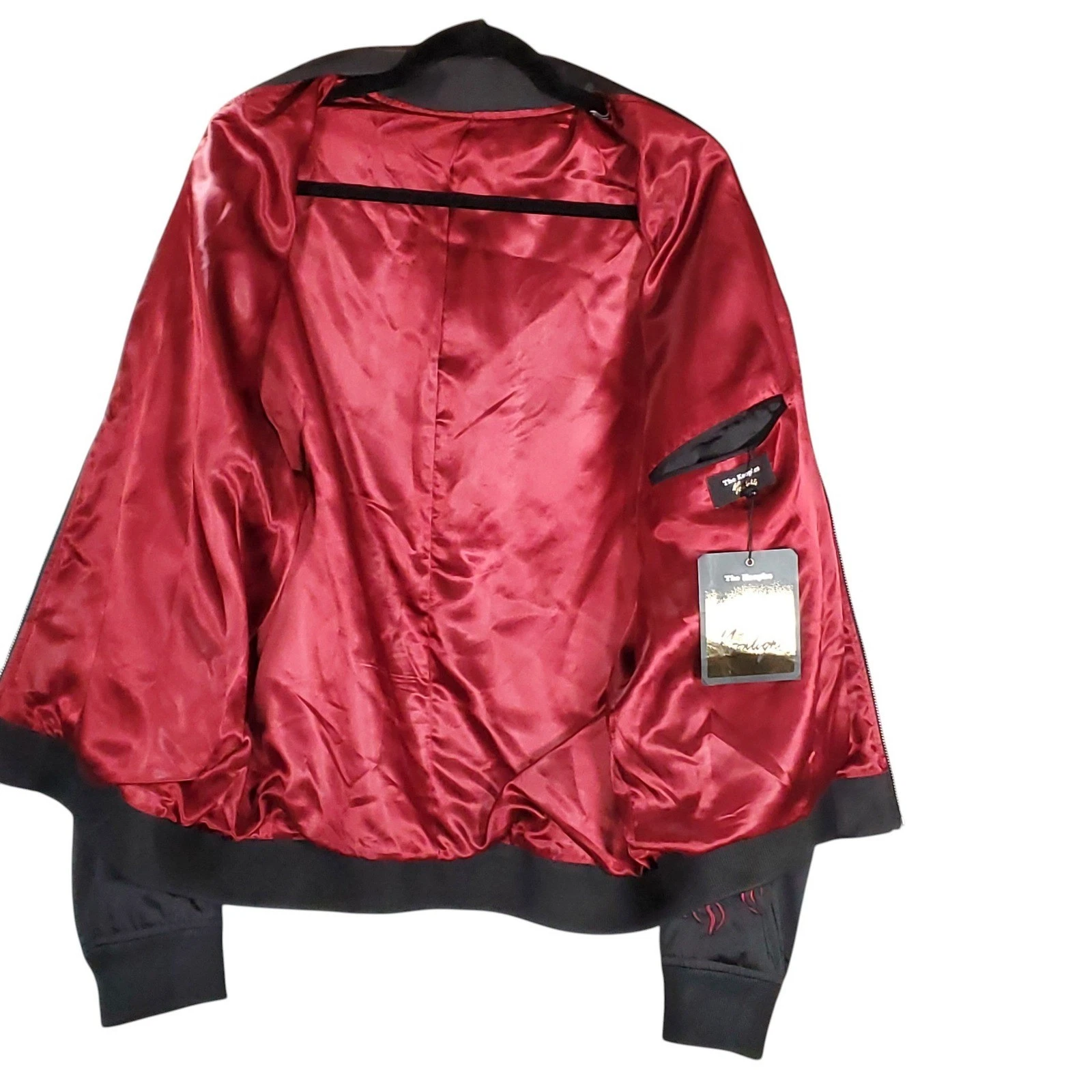 The Kooples Moonlight Embroidered Bomber Jacket NWT Euro 50 US Large Satin Flame - product detail image 4