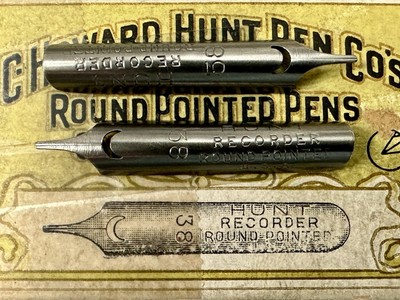 Two Vintage C Howard Hunt 38 Recorder Round Pointed Stub Dip Pen Nibs
