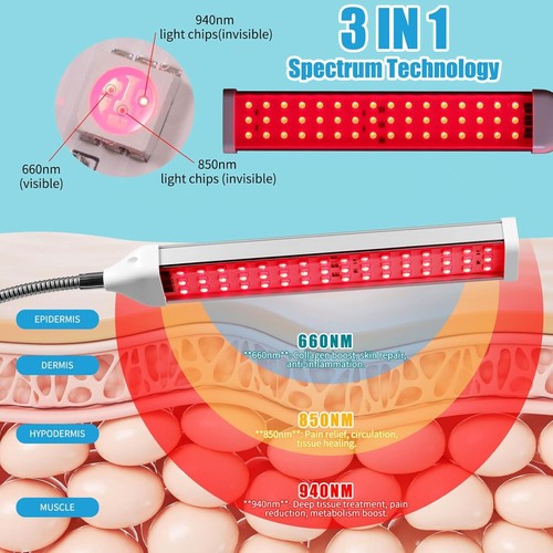 Red Light Therapy Lamp with Stand, 660nm Red & 850nm Infrared Light for ...