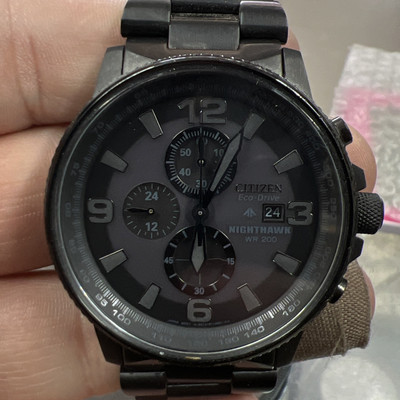 CITIZEN Eco-Drive NIGHTHAWK WR200腕時計 Citizen Eco-Drive Nighthawk WR200 Date Black Watch N-B612-S113861
