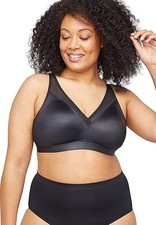 NWT Black Catherines Simply Cool Wireless Back Hook Bra Size 46C