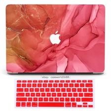 Red Gilded Marble Case Keyboard Cover For Macbook Air 13 15 11 Pro 14 16 12 inch