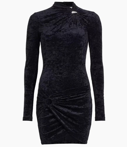 Isabel Marant Etoile Femme Havane Velours Écrasé Froncé Noir Mini ROBE XS 34 - Photo 7 sur 21