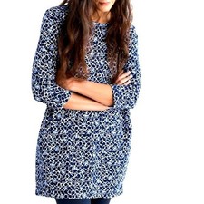 SEASALT CORNWALL Women 12 Blue Shore Foraging Tunic Dress Organic Cotton Pockets