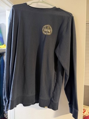 VANS Men's Navy Pullover Sweatshirt Logo Graphic Print Crew Neck Size L