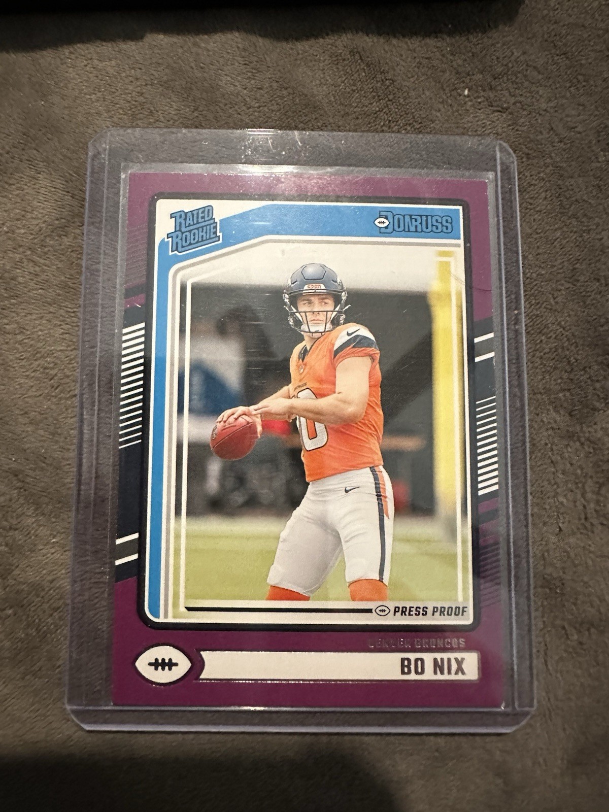 2024 Panini Donruss - Rated Rookie Bo Nix #369 Purple Press Proof (RC)