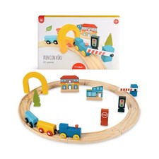 Tren con vías de madera
