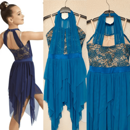 Wisseman Balera Dance Costume teal mesh dress Like A River Runs 11336 child LC - 第 1/14 張圖片