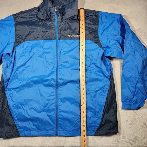 Columbia Jacket Mens XL Blue Rain Shell Windbreaker Packable Gorpcore Hood Nylon - Picture 2 of 11