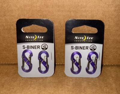 2x Lot Packs of Nite Ize S-Biner Size #0 Translucent Purple 2 Ct (4 Total)