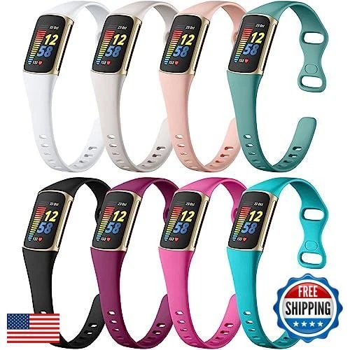 Maledan 8 Pack Slim Band Compatible with Fitbit Charge 5 Bands/Charge 6 Bands - Picture 1 of 5