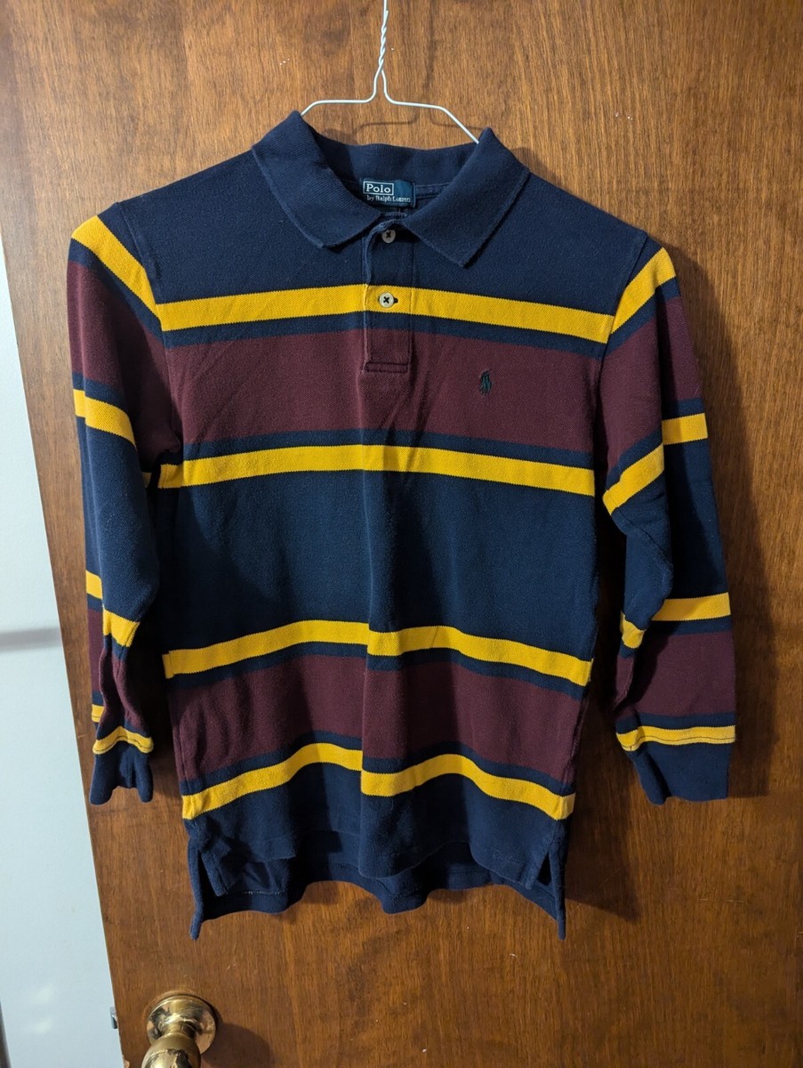 vintage polo boys long sleeve striped shirt size med 12/14