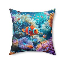 Square Pillow w/Hidden Zipper -  Sea Life - Vibrant Color  PG-MJ-195 