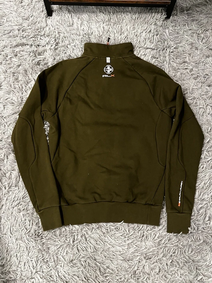 Ralph Lauren Expedition Technology Sweater Mens S 1/4 Zip Olive Green - Image 4 of 4