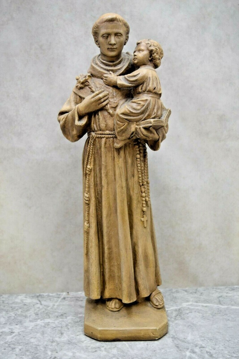 Nice Older Plaster Statue of St. Anthony, 16 1/4