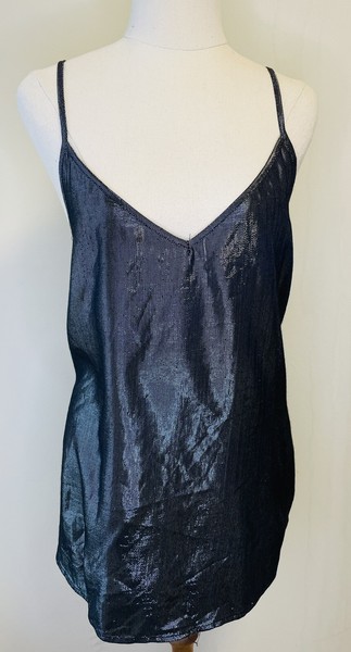 Decjuba Size L Silver Grey Metallic Sleeveless Cami Top 