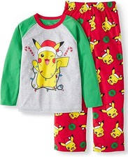 Pokemon 2 PC Long Sleeve Christmas Holiday Pajama Set Boy Size 8 10/12
