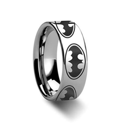 Batman Dark Knight Super Hero Polished Tungsten Engraved Ring Jewelry - 8mm