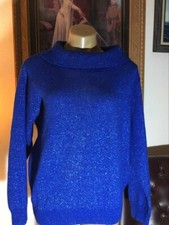Vintage 80s Blue Sparkly Sweater. Made in USA. Sise: XL. Free Shipping.