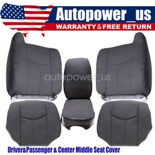 For 2003-2007 Chevy Silverado Middle&Front Side Single Cab Cloth Seat Cover Gray