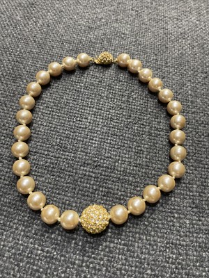 VINTAGE CINER FAUX PEARL & CRYSTAL NECKLACE 16 