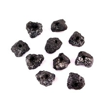 10 x Diamant schwarz Ø 5 - 6 mm Rohdiamant 6,80 Karat Kt ct gebohrt 14p