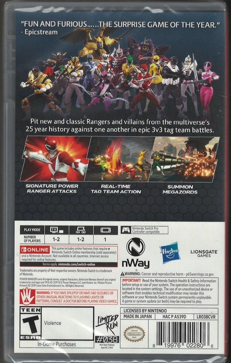 Rewind Power Rangers Nintendo Switch Game Power Rangers Battle For