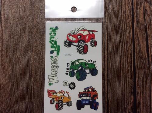 5x Racing Car Monster Truck Temporary Kids Tattoos Grow In Dark Party Favours - Picture 5 of 6