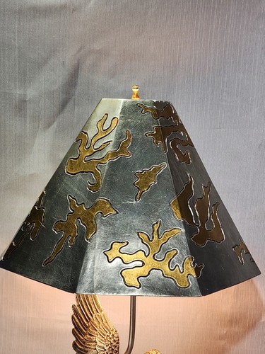 American Federal BALD EAGLE Casted Metal SILVER GOLD Torchiere Table Lamp 26” - Picture 13 of 23