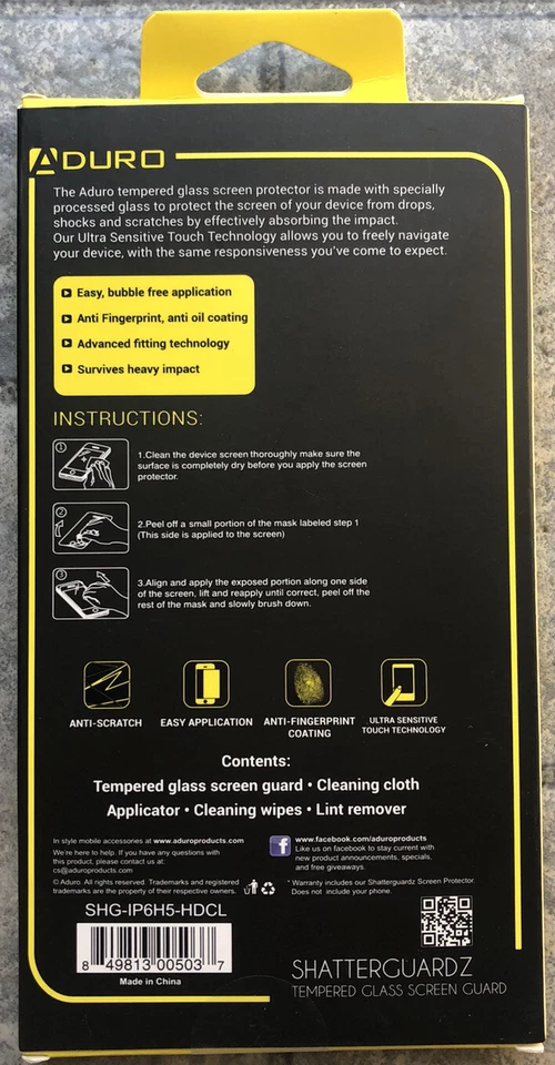 Aduro Shatterguardz Tempered Glass Screen Protector iPhone 6plus/6S Plus 5.5” - Image 2 of 2