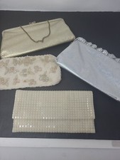 LOT OF 4 VINTAGE EVENING BAGS/PURSES BEADS Metallic Gold Silver