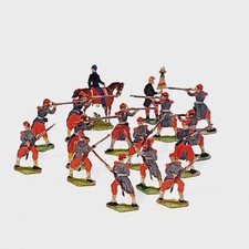 alte Heinrichsen Zinnsoldaten Franzosen Infanterie Im FEUERGEFECHT 1870 71 