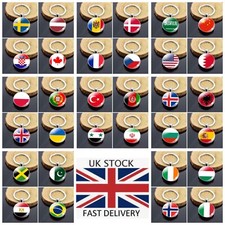 Keyring Flag Country Double Sided Glass Keychain European Flags Car Metal Gift 