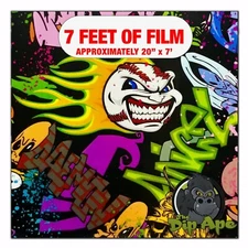 Hydrographic film Large Graffiti Sticker Bomb hydro dipping 7' x 20" hydro dip