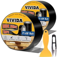 VIVIDA Butyl Joist Tape for Decking 3" × 50' (2 Roll), Waterproof Deck Jois