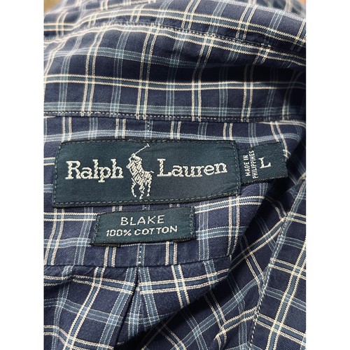 Ralph Lauren Blake Shirt Mens Large Blue White Plaid Cotton Button Down Long Slv - Picture 9 of 12