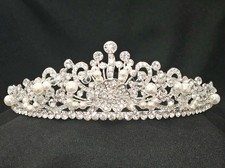 Queen Crown Tiara For Woman Pearls and Rhinestones