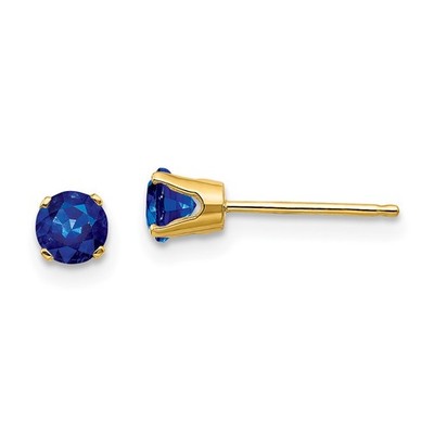 14k Yellow Gold 4mm Sapphire Stud Earrings for Women 0.3gm