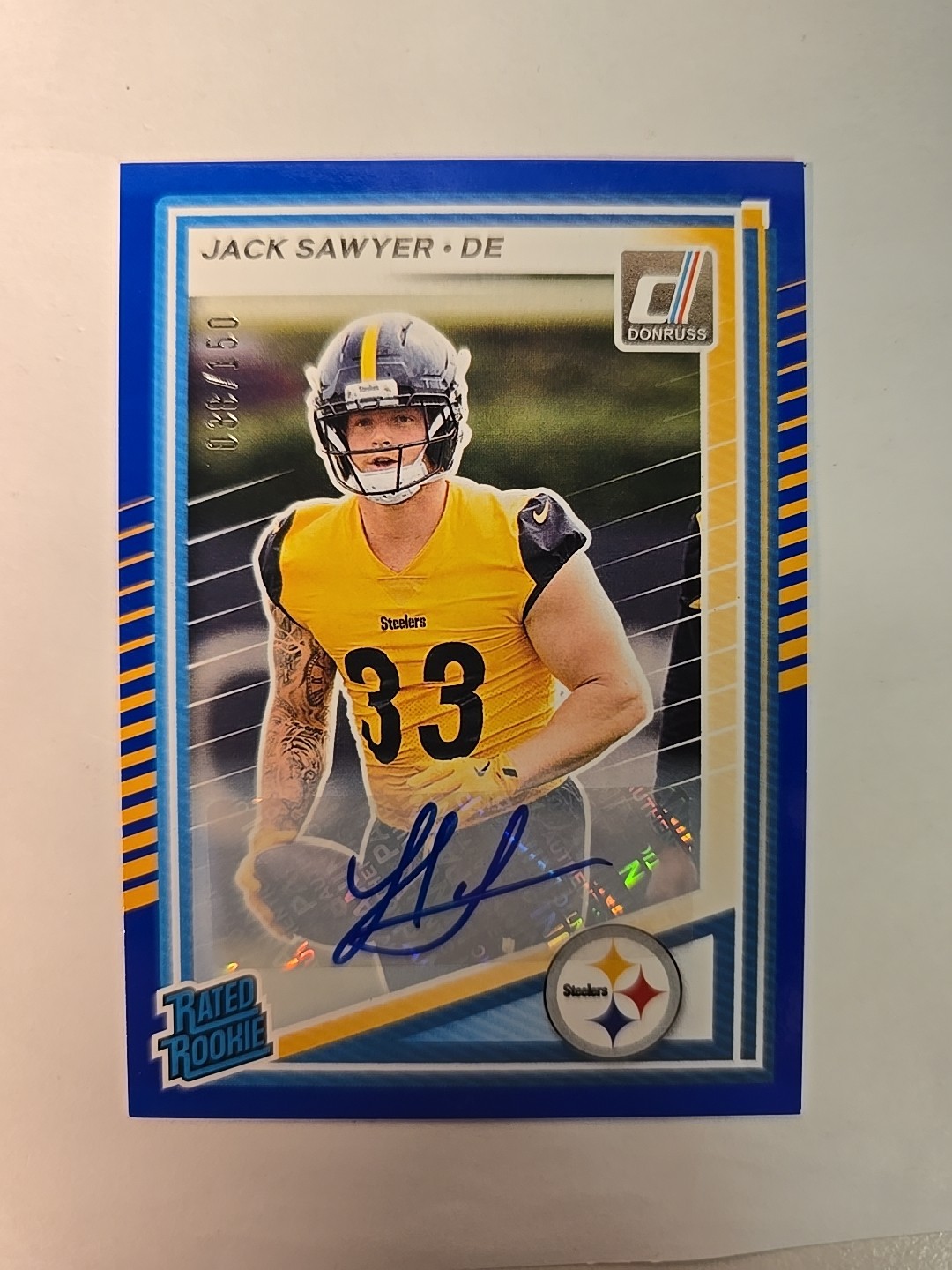 2025 Panini Donruss Jack Sawyer #390 Rated Rookie Auto Blue  /150 