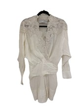 IRO COYA 21S White Floral Lace V-Neck Long Sleeve Sheath Dress Size 40