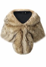 Caracilia Faux Fur Shawl Wrap Stole Shrug Winter Bridal Wedding Cover Up sz Sm
