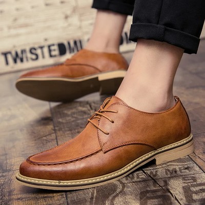 Men's Business Casual Leather Derby Shoes Soft Soled Formal Dress Pointed Shoes 